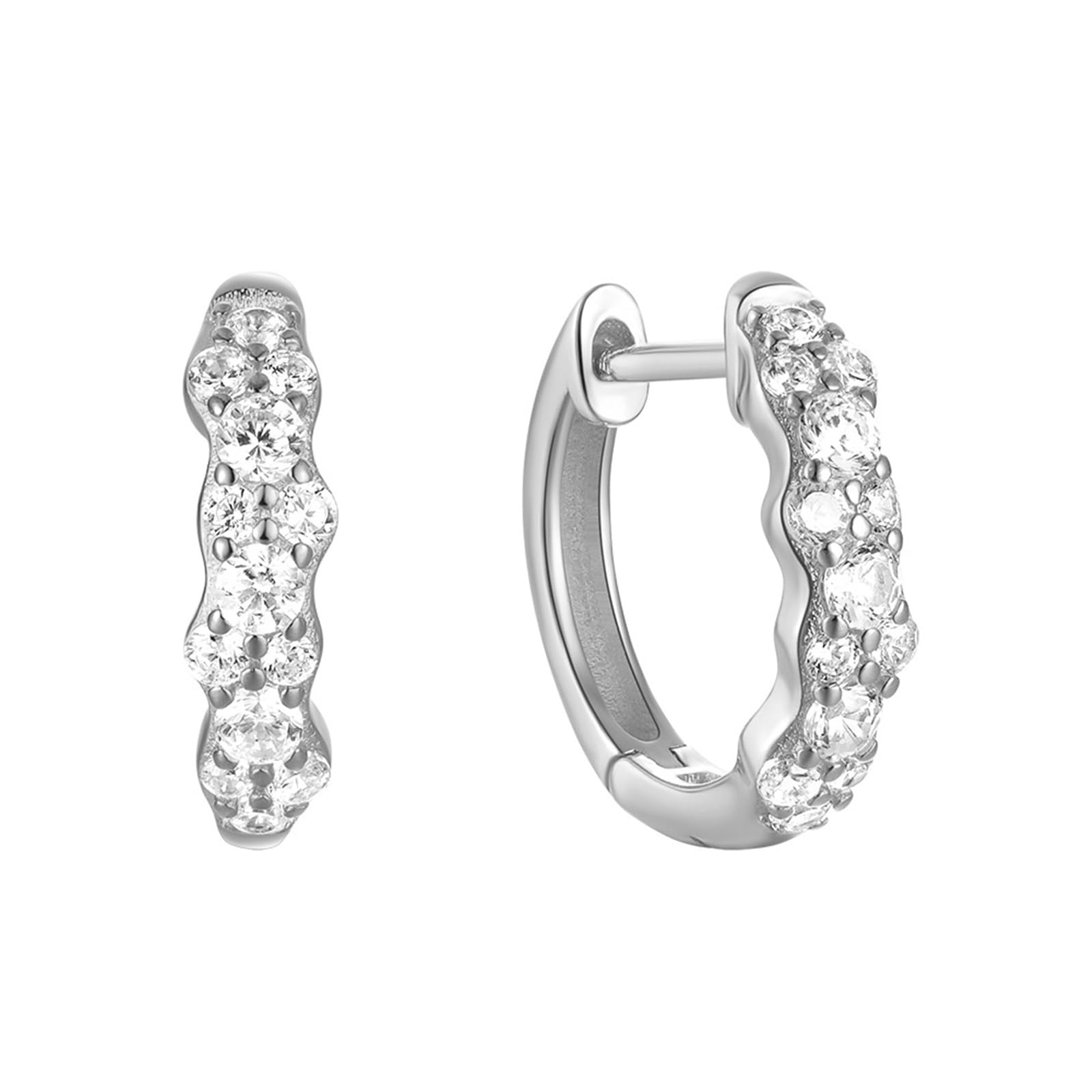Orecchini Argento 925 Donna Zircone Intarsiato Oro Orecchini Donna Cerchio
