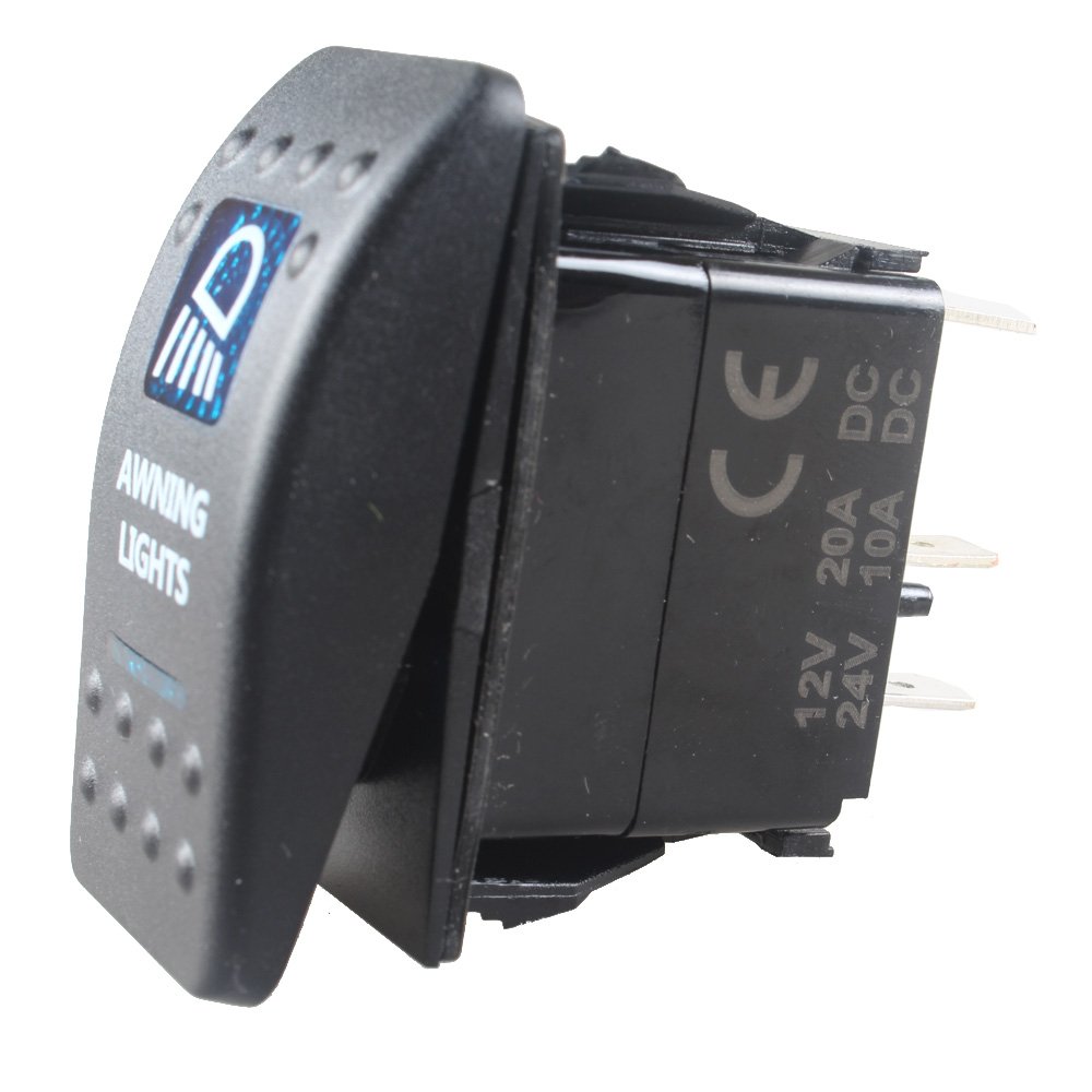 Interrupteur à Bascule LED Bleue SPST 12V/20A - Pour Camion, Bateau, Camping-car