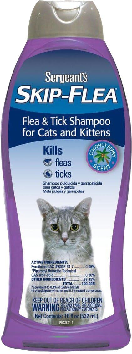 Skip-Flea and Tick Shampoo Cat Coconut Berry 18-Ounce : Pet Flea Control Shampoos : Pet Supplies