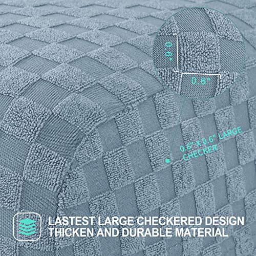 Image of YEMYHOM 6 Pieces Stretch Loveseat Recliner Slipcover Jacquard Recliner Sofa Cover with Side Pocket Fitted Recliner Cover Couch Furniture Protector with Elastic Bottom (Loveseat Recliner, Light Blue)