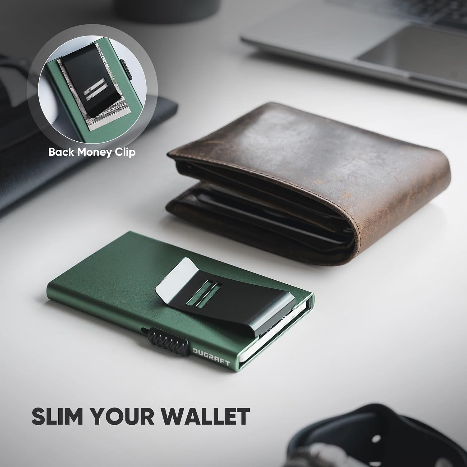 DUGRAFT Card Wallet for Men Credit Card Holder RFID Blocking Pop Up Card Holder Women Minimalist Wallet Slim RFID Wallet With Money Clip, Holds 5-6 Cards image 2