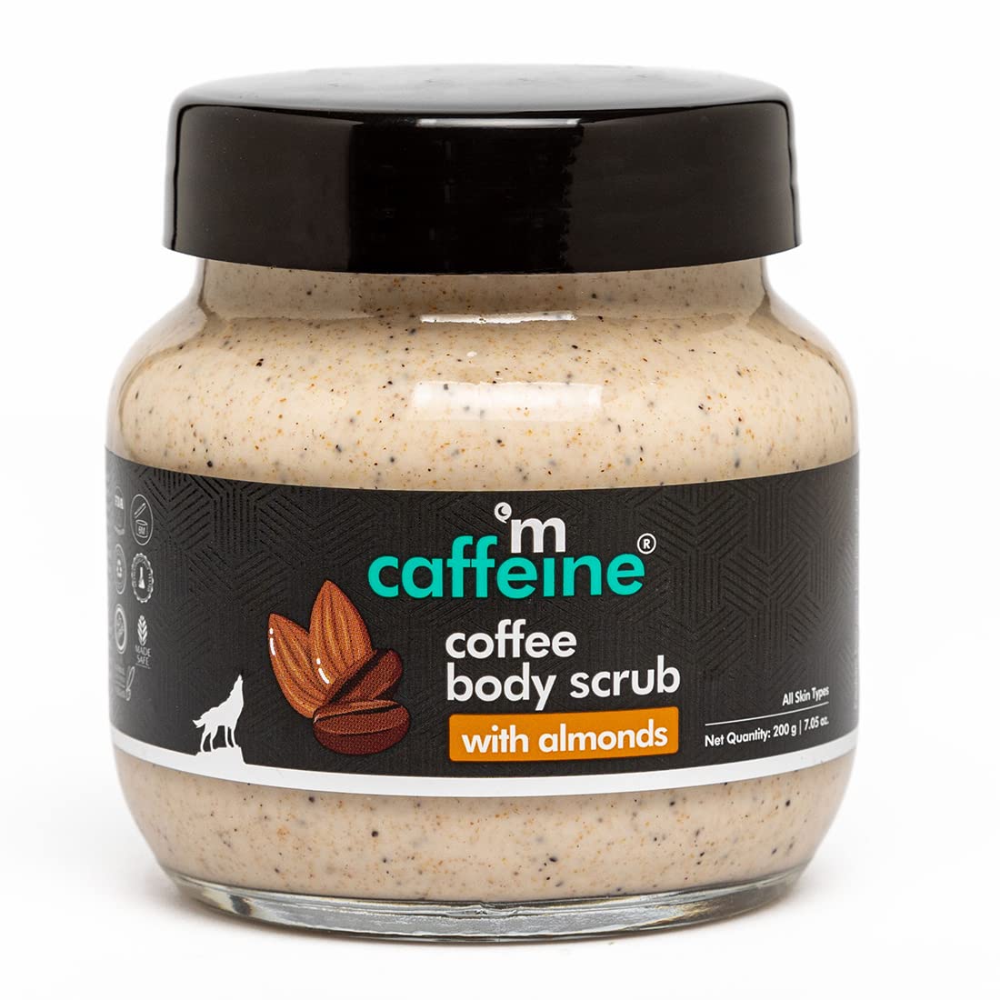mCaffeine Almond & Coffee Body Scrub for Tan Removal | Creamy Bathing Body Scrub for Dry Skin | Exfoliating Scrub for Body for Women & Men – 200gm