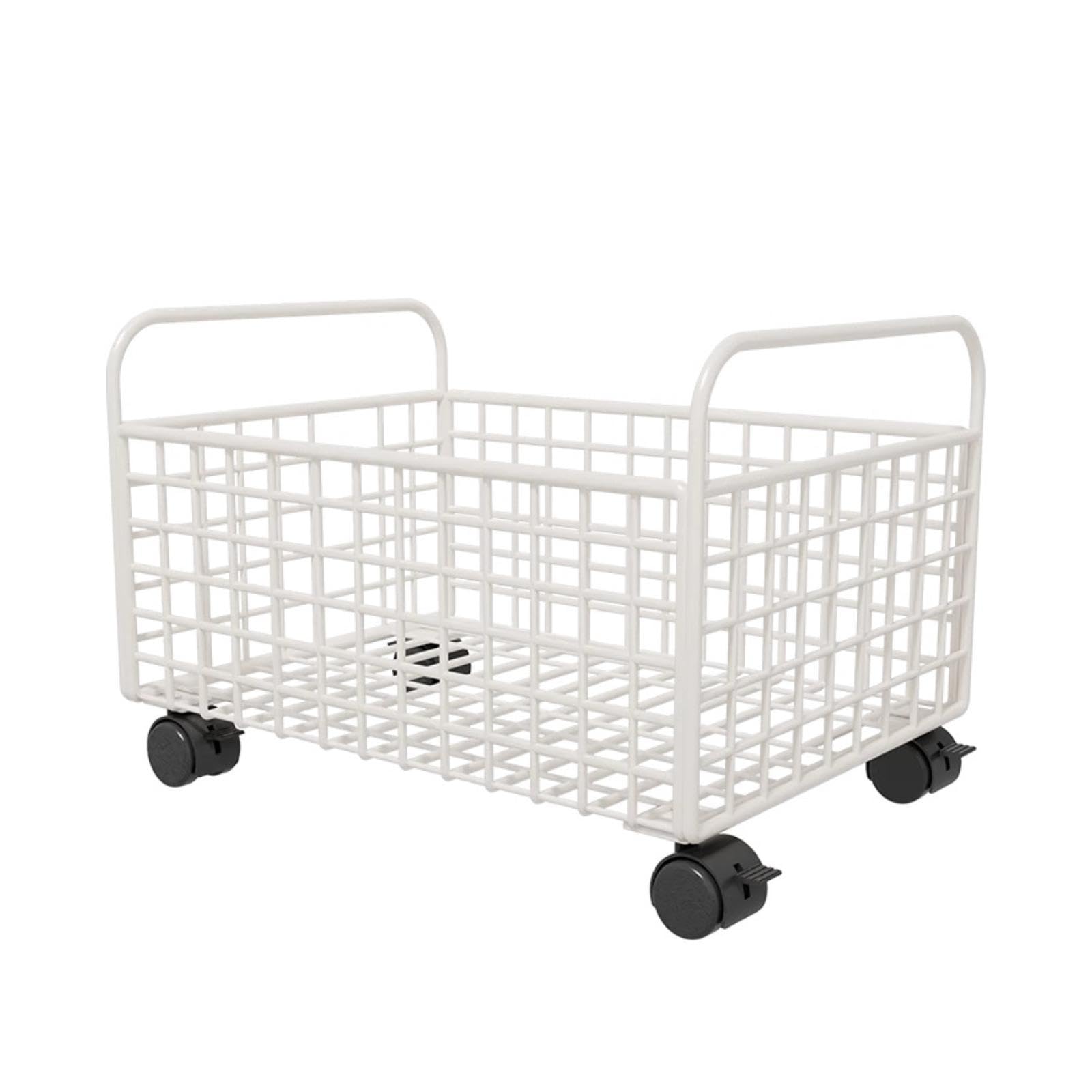 Oshhni Carrito utilitario con Ruedas, contenedor de Almacenamiento de Malla metálica, Organizador de Archivos Debajo del Escritorio con Ruedas para, Blanco, 25 Cm X 38 Cm X 26