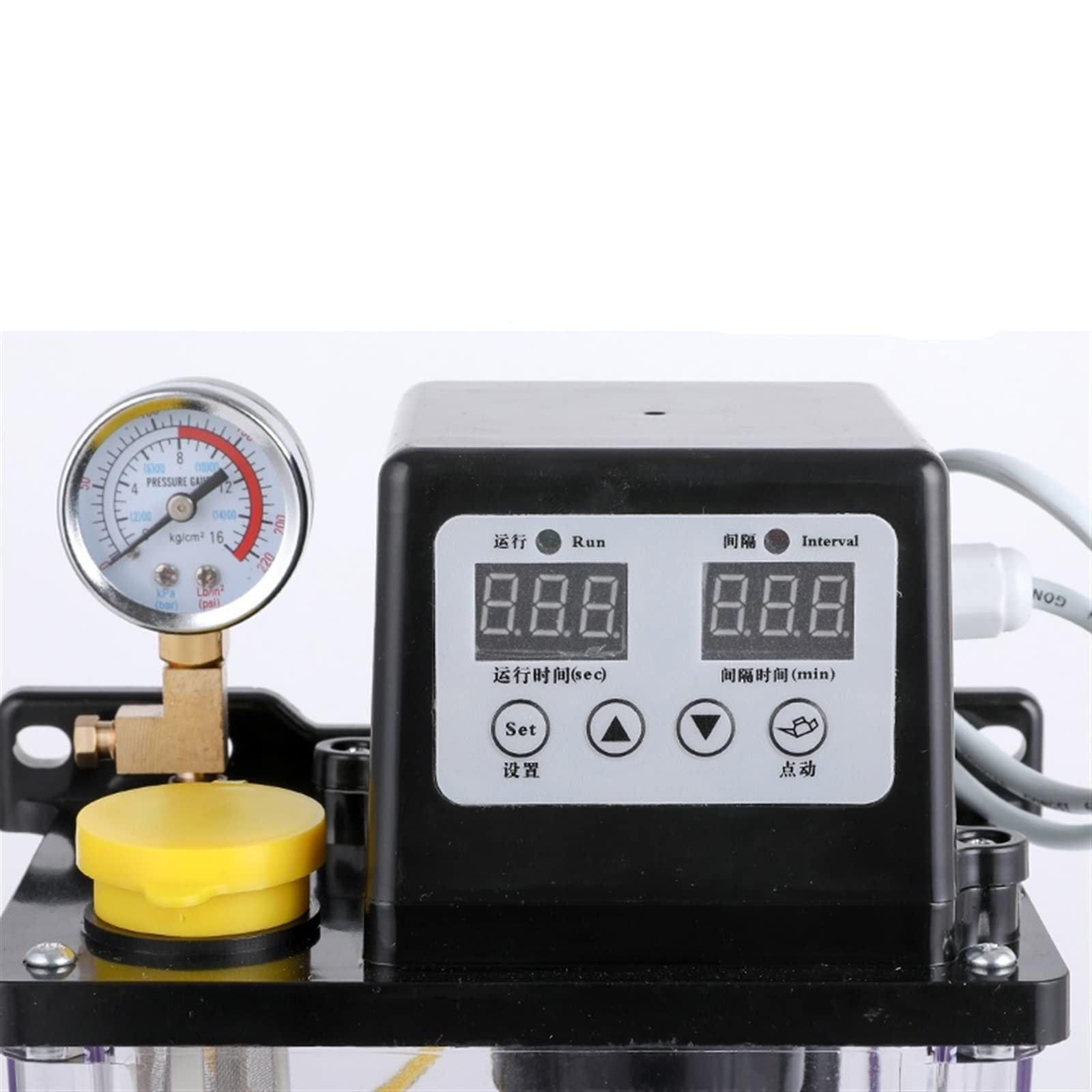 Lubricador de bomba de lubricación electromagnética Cnc, bomba de lubricante de 0,5/1/2 litros, bomba de aceite lubricante automática, inyectores de aceite(2LnoPressure gauge)