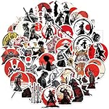 50Pcs Bushido Sticker Japan Samurai Decal Japanese Warriors Spirit Stickers for Car Bumper Hard Hat Helmet Waterproof Graffiti Decals for Kid Boy (Bushido)