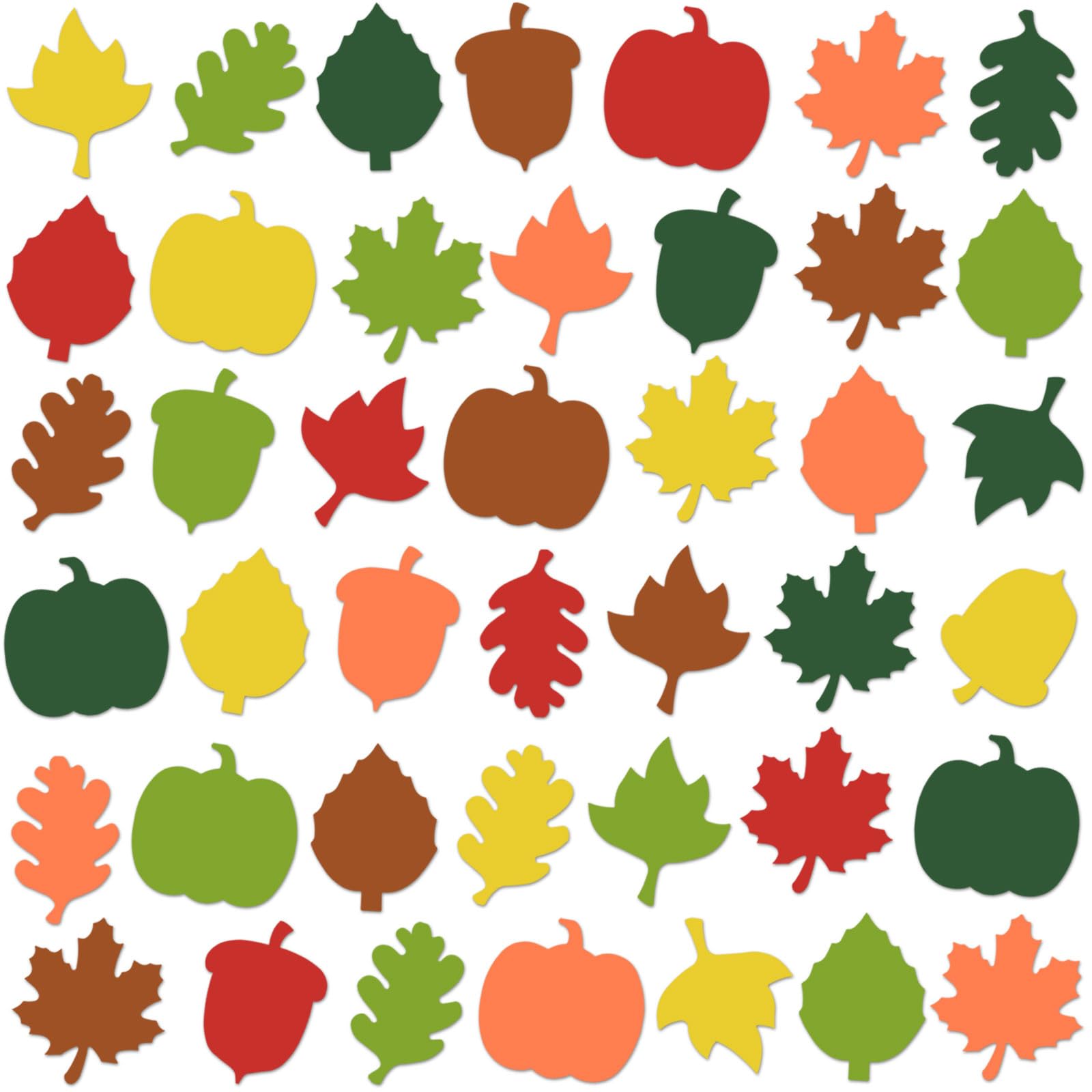 MixTeach 180 Pcs Fall Leaf Paper Cutouts 4 Inch Autumn Paper Cutouts Assorted Color Leaves Pumpkin Acorn Die Cut Fall Classroom Decor for Thanksgiving
