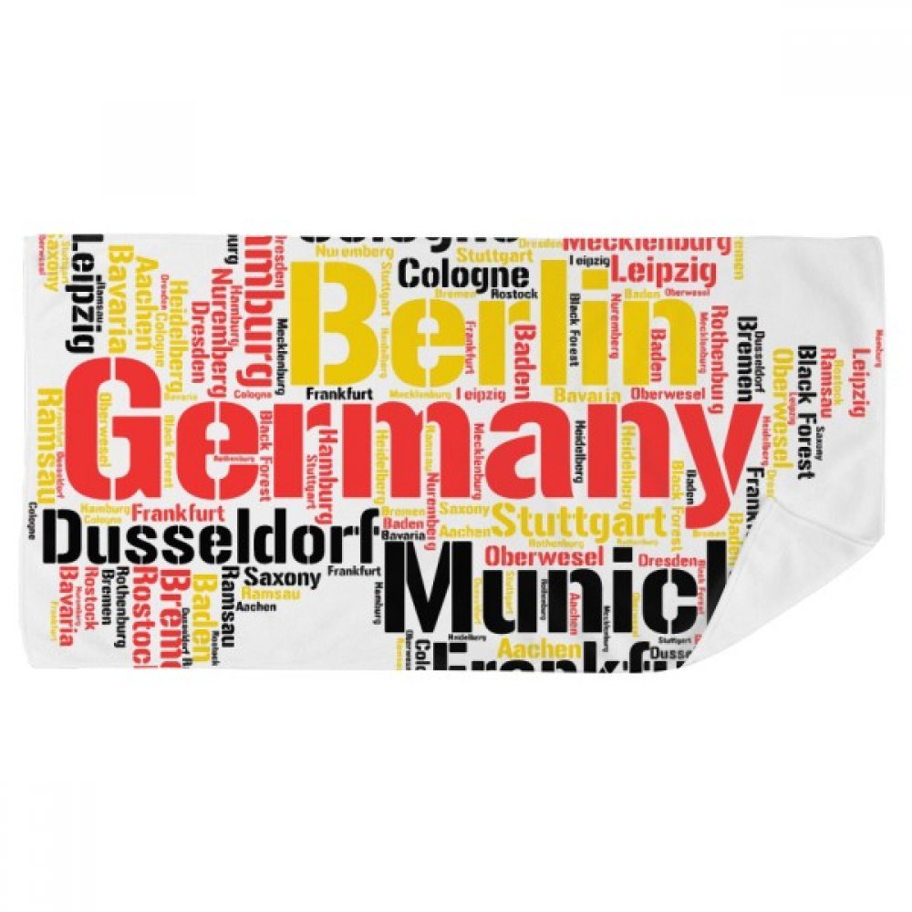 Serviette de bain doux gant de toilette 35x70cm multicolore imprimé carte Allemagne