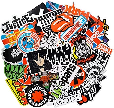100Pcs Music Laptop Stickers for Adults - Rock Band Stickers Waterproof Vinyl Stickers for Guitar Laptop Sticker Rock and Roll Decals for IPad Bass Decals - Skateboard Stickers Heavy Metal Stickers