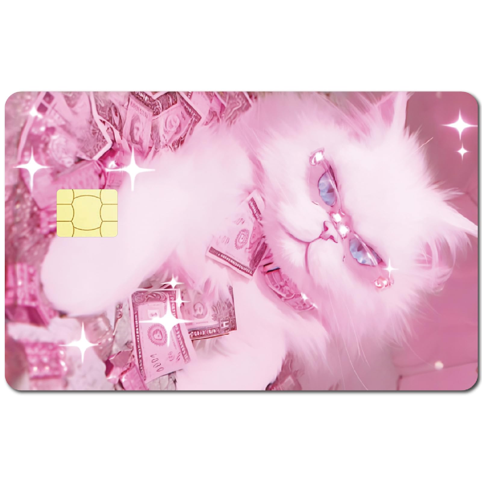 CREATCABIN 4Pcs Credit Card Skin Debit Card Sticker Banknotes Cat Personalizing Credit Card Decor Slim Waterproof Removable Bank Card Protecting Sticker for Credit Card Holders 3.3x2.1in