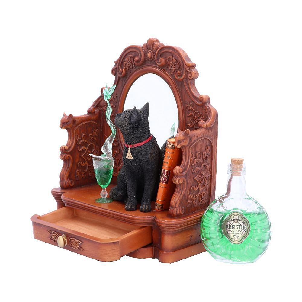 Nemesis Now B4955R0 Lisa Parker - Figura de Gato absenta y Hada Verde, 21,5 cm