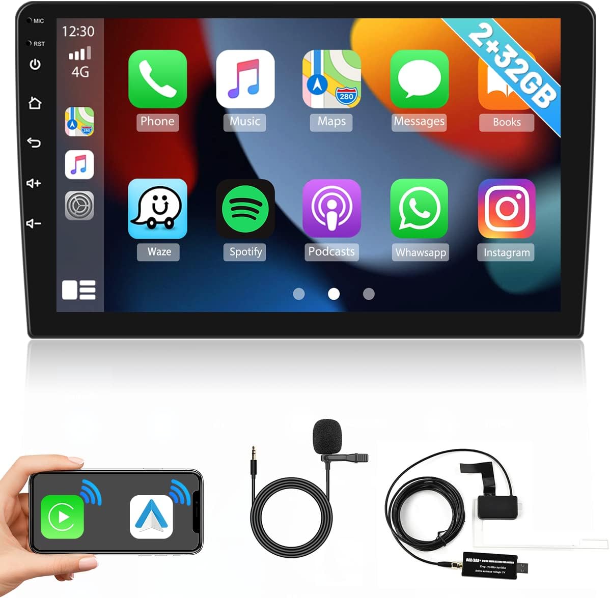 2GB+32GB Hikity DAB/DAB+ Android Car Stereo Double Din Wireless Apple