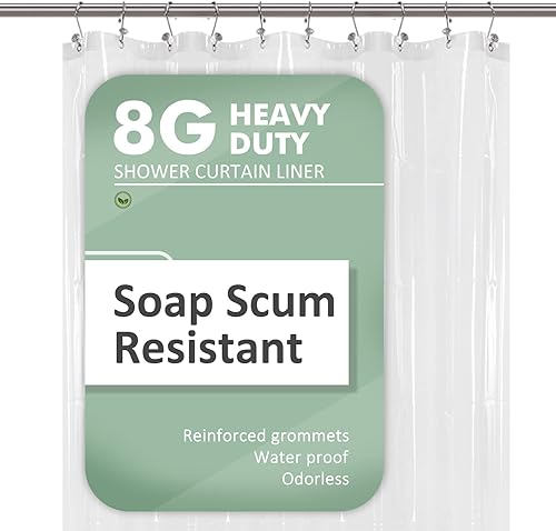 Miniatura 85 de Barossa Design - Forro de cortina de ducha blanco, PEVA de gama alta, libre de bisfenol A y de cloruro de polivinilo, sin olor químico, cortina