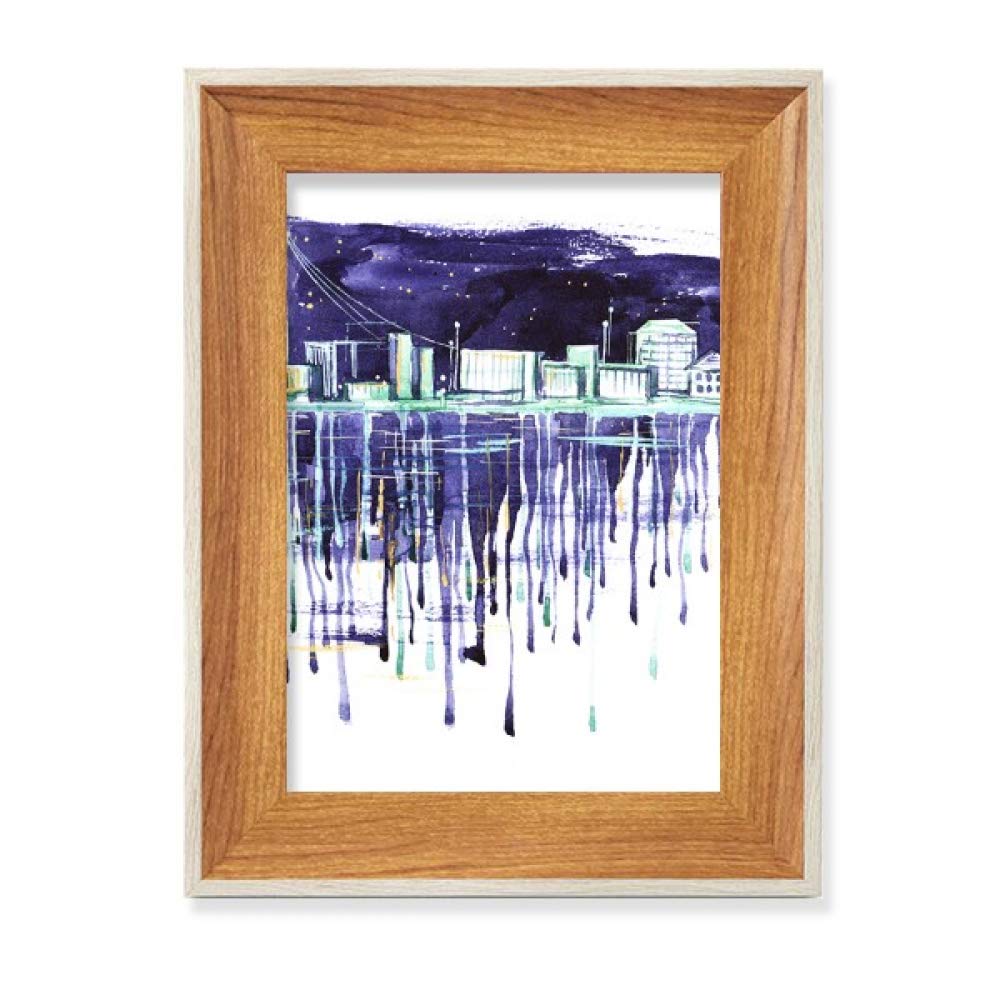 Aquarelle Cadre de Photo en Bois la Nuit Ciel étoilé Affichage Tableau Art Peinture