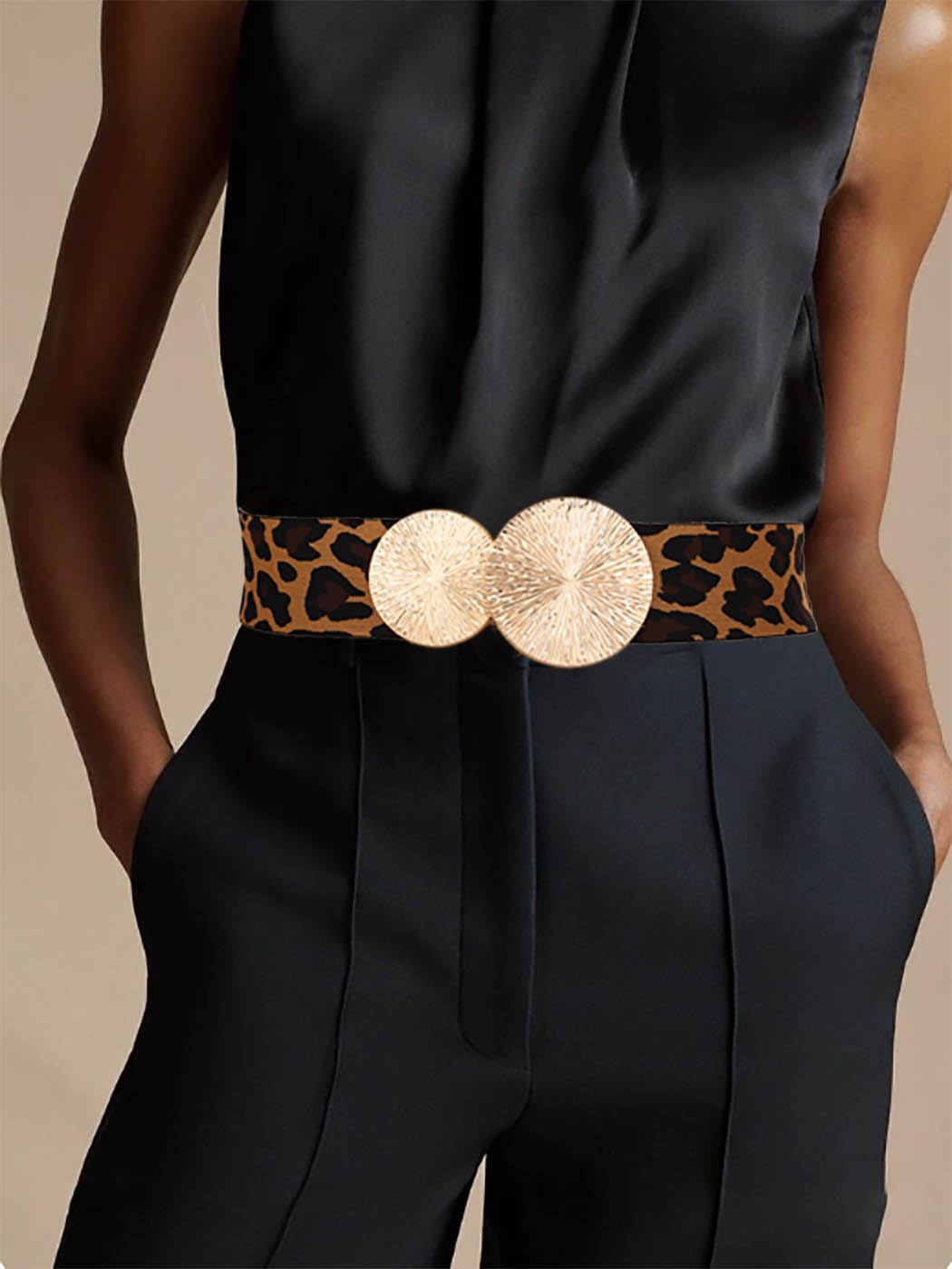 Yalice Wide Elastic Waist Belt for Women Thick Dresses Belts with Gold Buckle - Image 5