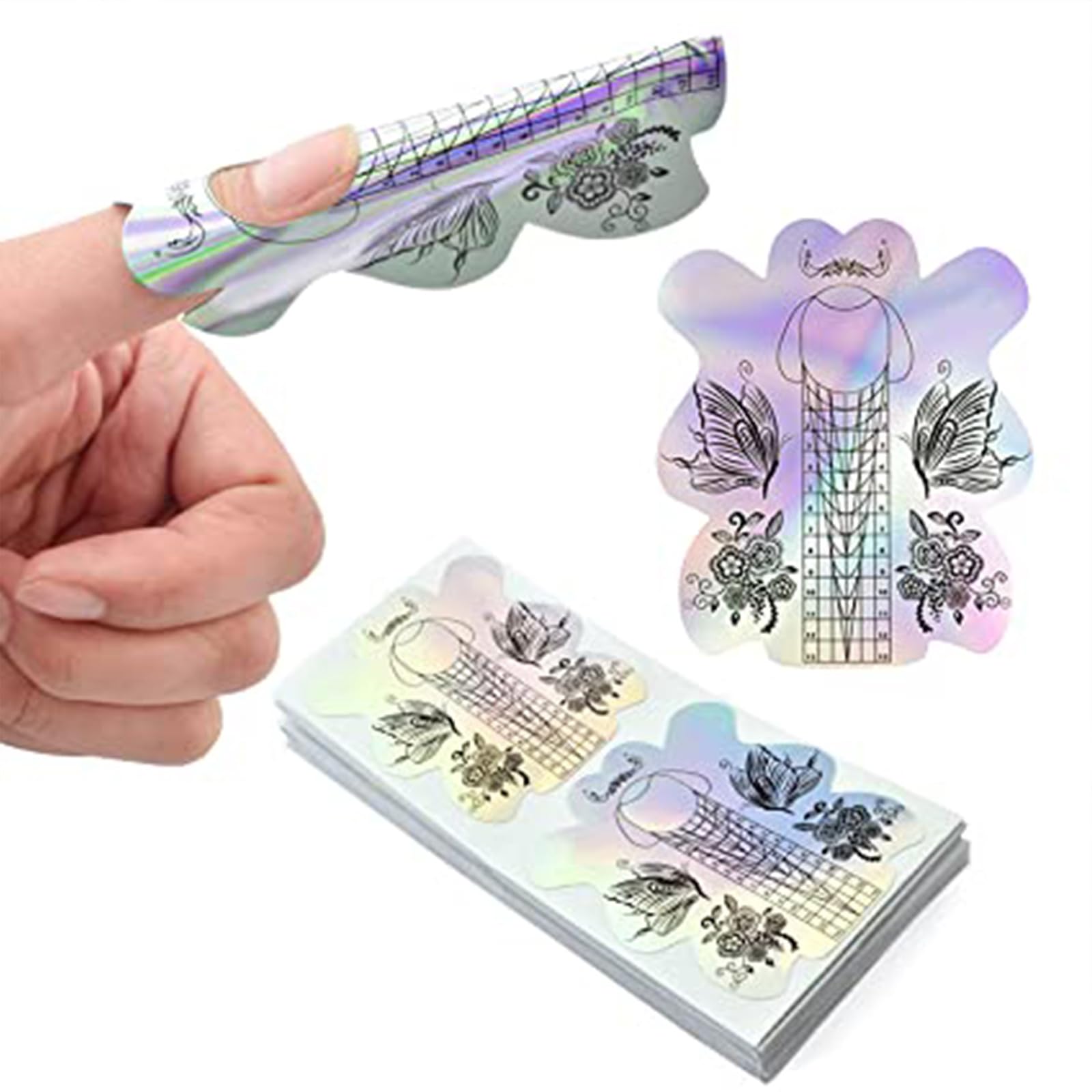 Honey Joy Super Strong Sturdy Nail Forms Stiletto Nail Form Butterfly C Curve Nail Forms For Acrylic UV Gel Nails Extension Nail Art Form Sticker Guide, HJ-NTF060-100pcs