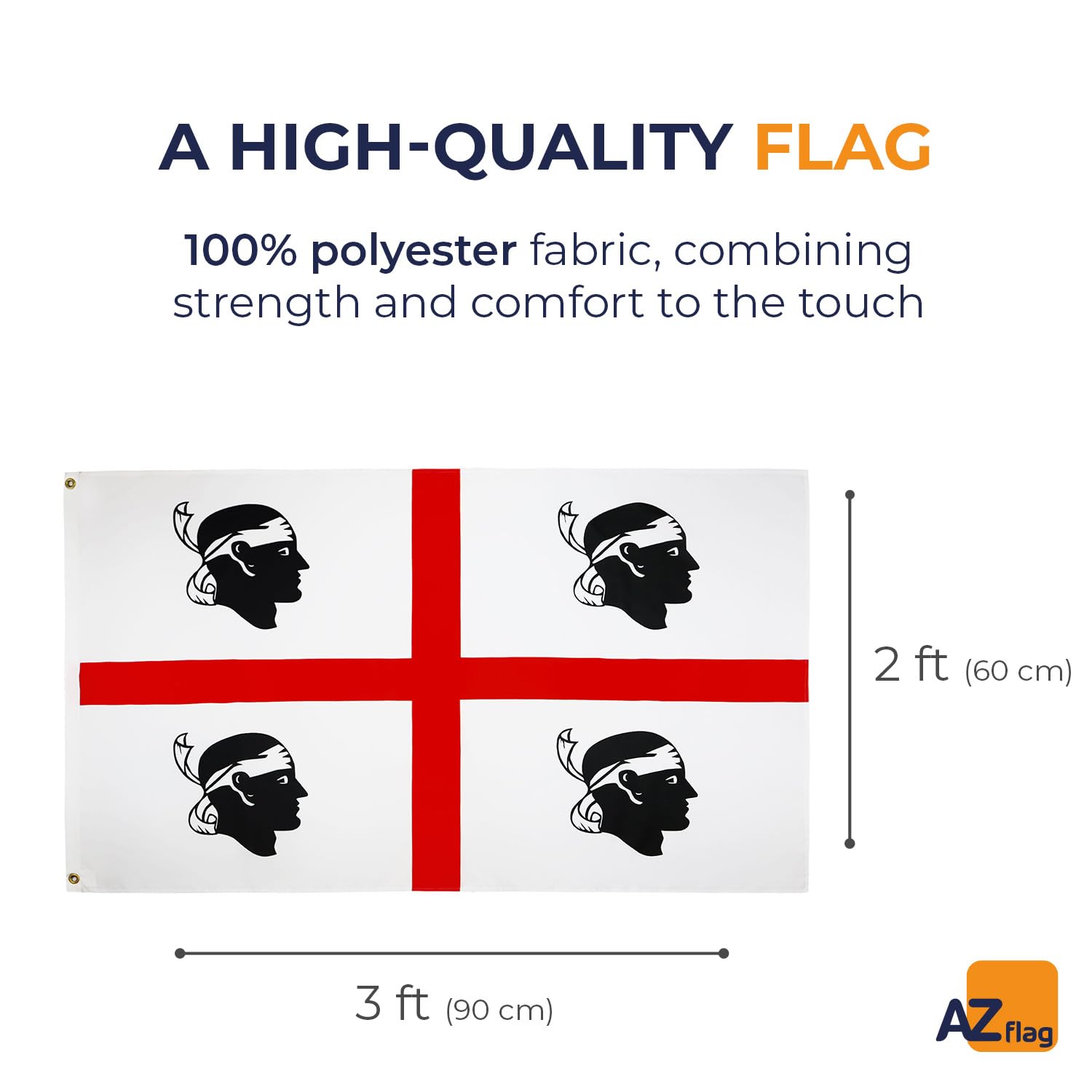 AZ FLAG, Sardinia Flag, 2x3 Ft, 100D Polyester Italy, Sardinian Banner with Two Metal Grommets, Fade Resistant, Vivid Colors - Image 2