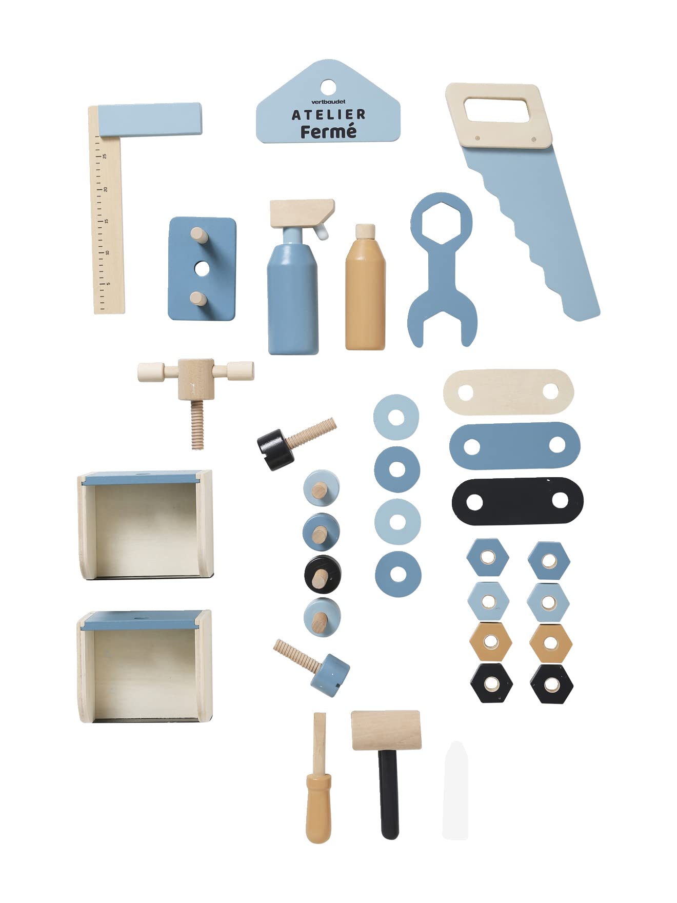 VERTBAUDET Grand établi de Bricolage en Bois et métal Bleu TU