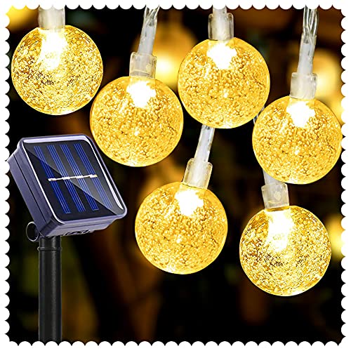 Bright Zeal 31 Feet Solar Fairy String Lights Outdoor 50 Warm White Bubble Globes - Waterproof Hanging Globe LED String Lights Solar Powered - 8 Modes Solar Hanging Ball Lights Outdoor Patio Lights