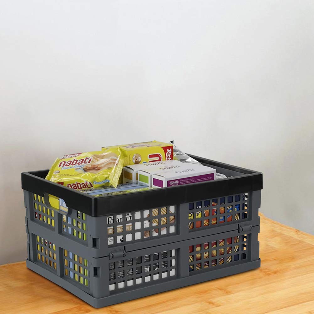Bringer 15 L Profi-Klappbox Ben, 4er-Set Klappkiste Einkaufskorb Faltbox, Zusammenklappbare Milchkiste
