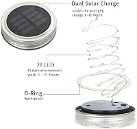 JLJ Napelemes Mason Jar Lámpás Szett 4db - 30 LED Meleg Fehér Tündérfény, Vízálló Kerti Függő Lámpa, Asztali Dekoráció Teraszra, Esküvőre 5