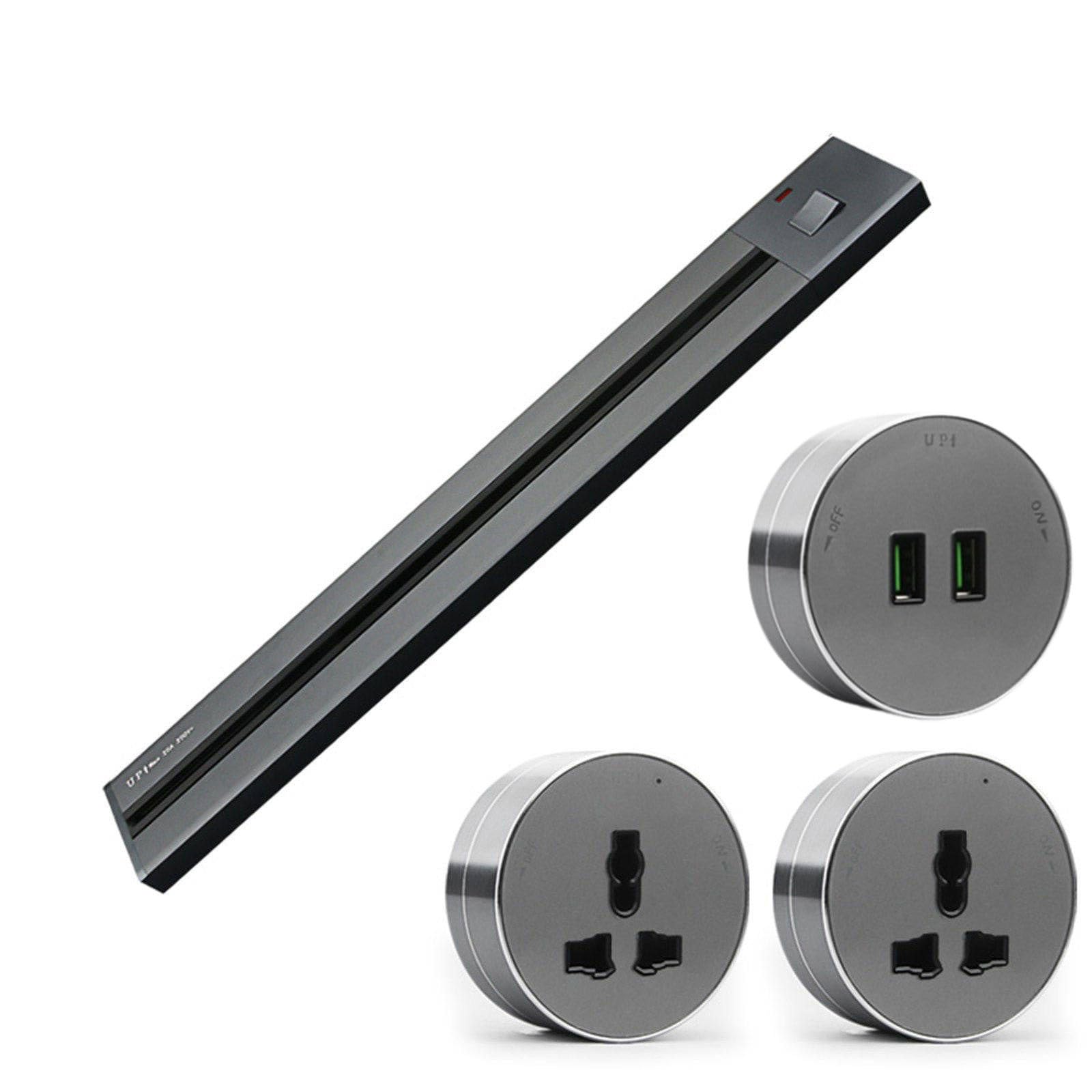 Presa a binario rimovibile con interruttore Presa di corrente a parete ad alta potenza per cucina,Grey-40cm