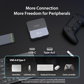 j5create Nintendo Switch 2 Dock Station, Also Omni for Steam Deck, ROG Ally, iPad and more, 4K@60Hz With 100W PD Charging, Gigabit RJ45 Ethernet, USB 3.2 Type A Port (JCD624)