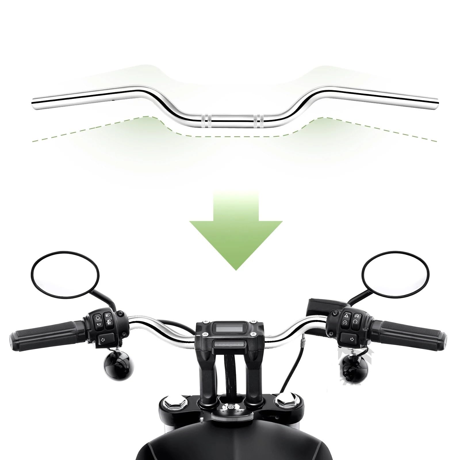 Motorcycle stem risers Motocykl Chrome 22mm 25mm Retro przeciągnij kierownica uchwyt kierownica pasuje do Yamaha Sportster Iron 883 FZ6(25mm)