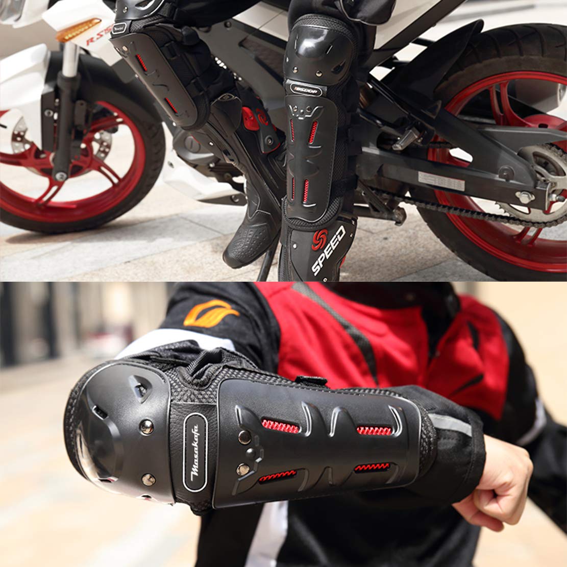 Equipaggiamento Protettivo per Moto Ginocchiere Motocross Supporto per Gomito Protezione Congiunta A Prova di Vento Caldo Knee Guard, 4 PCS