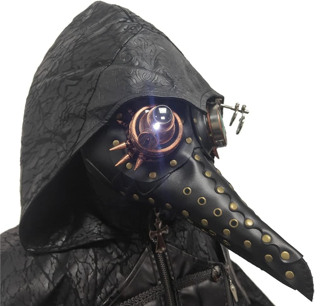 スチームパンク ペスト くちばしマスク ゴシック コスプレ レトロ ドクターバードマスク, ブラック-6。, Free