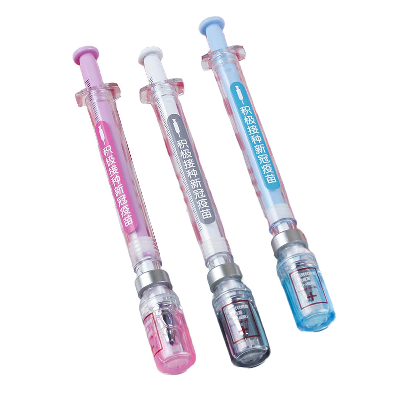 Joucien 4PC-0.5mm creative needle tube-shaped neutral pen, simulated syringe-shaped neutral pen - Chinese three-color random