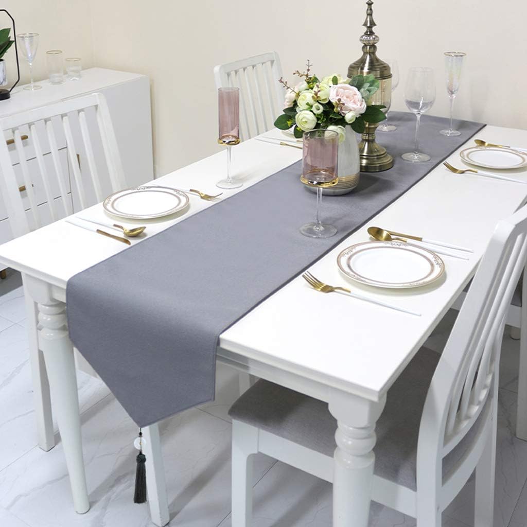 Tassel Table Runner Jacquard Double Thickening Bed Throw Placemats for Coffee Shoe Dresser Tv Cabinet Dinner Decoration-grey-35x183cm