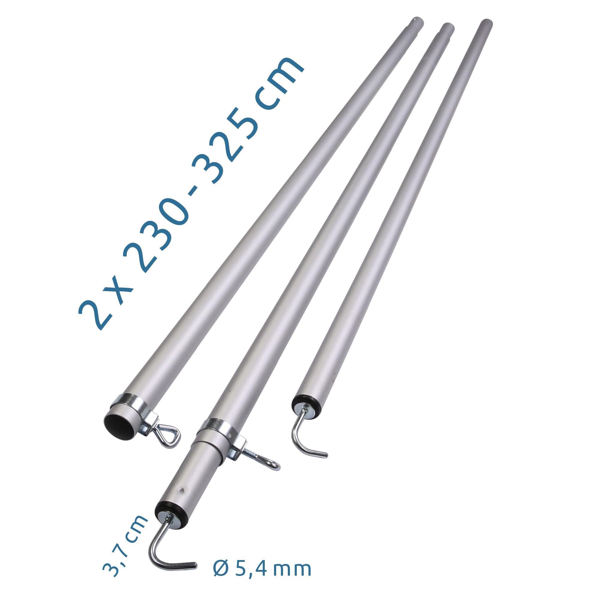 your GEAR Roof Pole Set - 2X teleskopierbare Dachhakenstangen, Aluminium Dachstange 230-325 cm