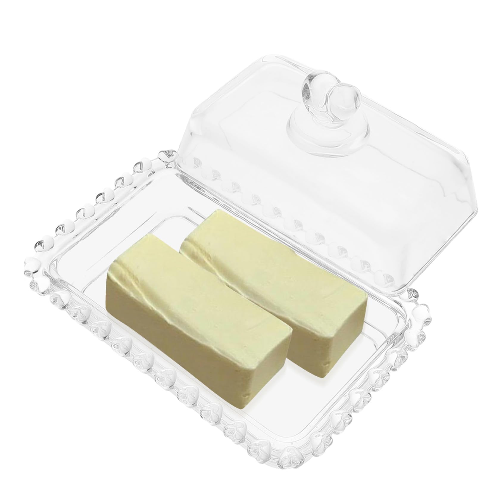 GALPADA Beurrier En Verre Transparent Avec Couvercle Plat à Beurre Verre Réutilisable Usage Domestique Préservation Des Aliments
