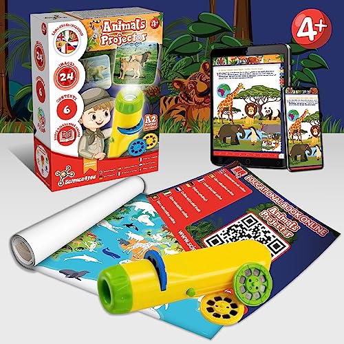 Science4you Linterna Animales para Niños 4+ Años - Proyector com 24 Imágenes de Animales, Linterna Infantil Incluye 24 Imágenes y Poster de Animales, Regalo Educativo para Niños de 3 4 5 6+ Años 3 Science4you Linterna Animales Para Niños 4+ Años - Proyector Com 24 Imágenes De Animales, Linterna Infantil Incluye 24 Imágenes Y Poster De Animales, Regalo Educativo Para Niños De 3 4 5 6+ Años