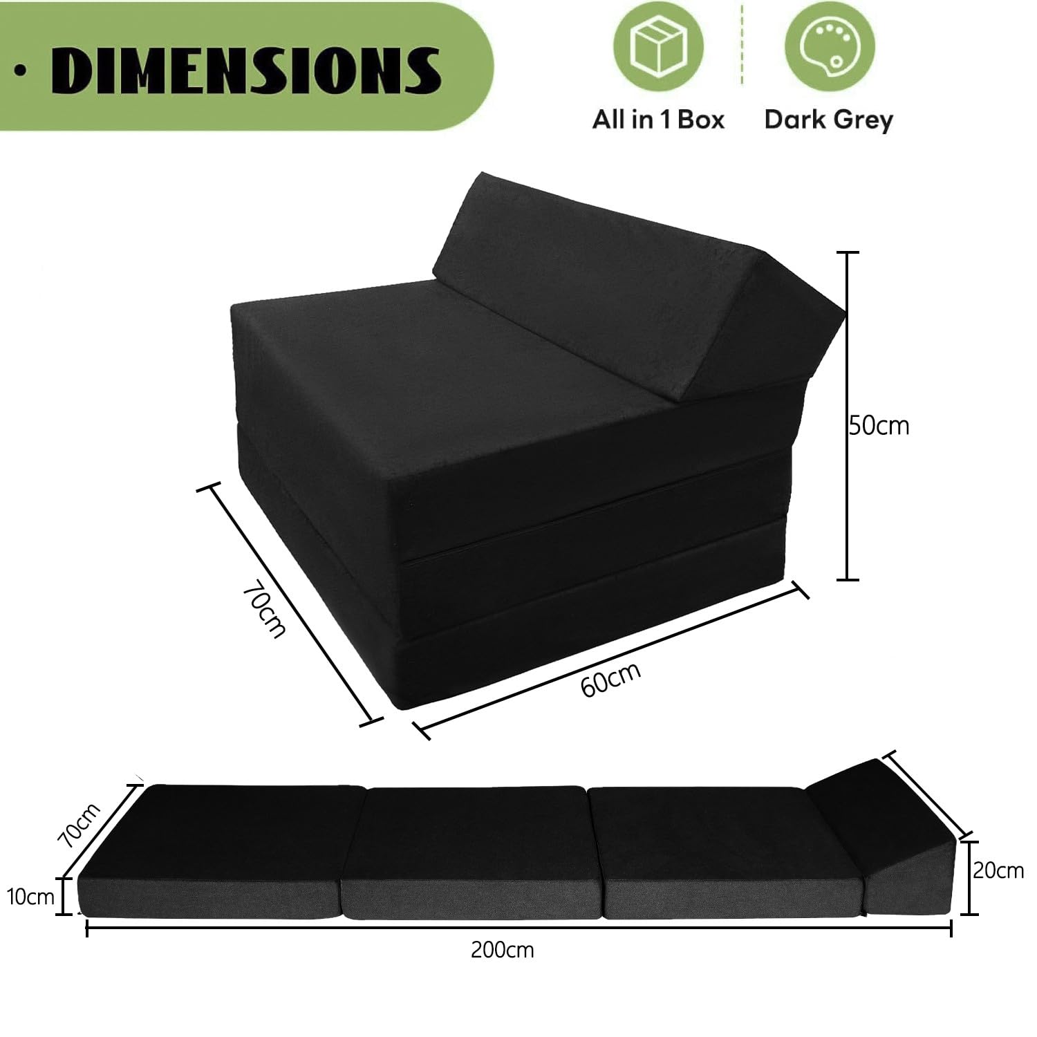 Matelas Pliable, Matelas Pliant avec Une Housse Amovible et Lavable, Medium-Firm, Convient aux Voyages, au Camping, aux invités