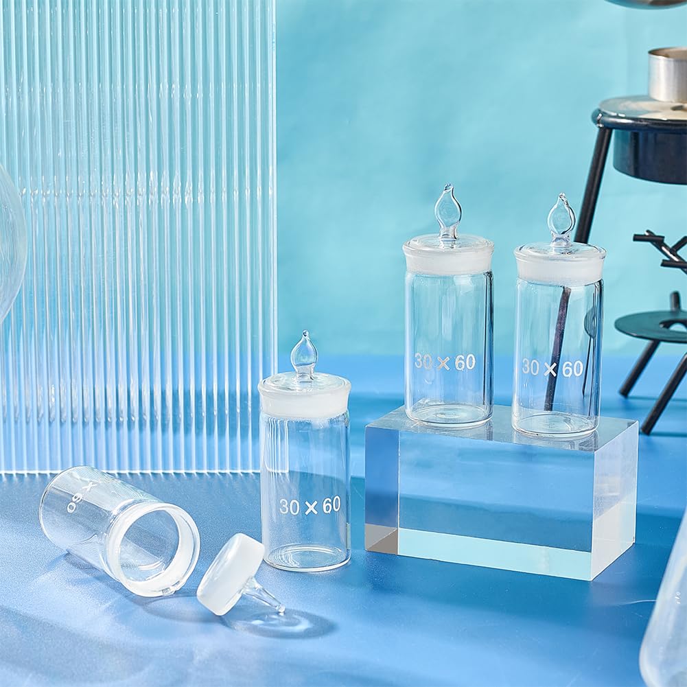 OLYCRAFT 4pz Bottiglia di Pesata In Vetro Bottiglia di Picnometro Becher In Vetro Peso Specifico per Chimica Bottiglie Scientifiche per Laboratorio Conservazione Scientifica - 30x60mm