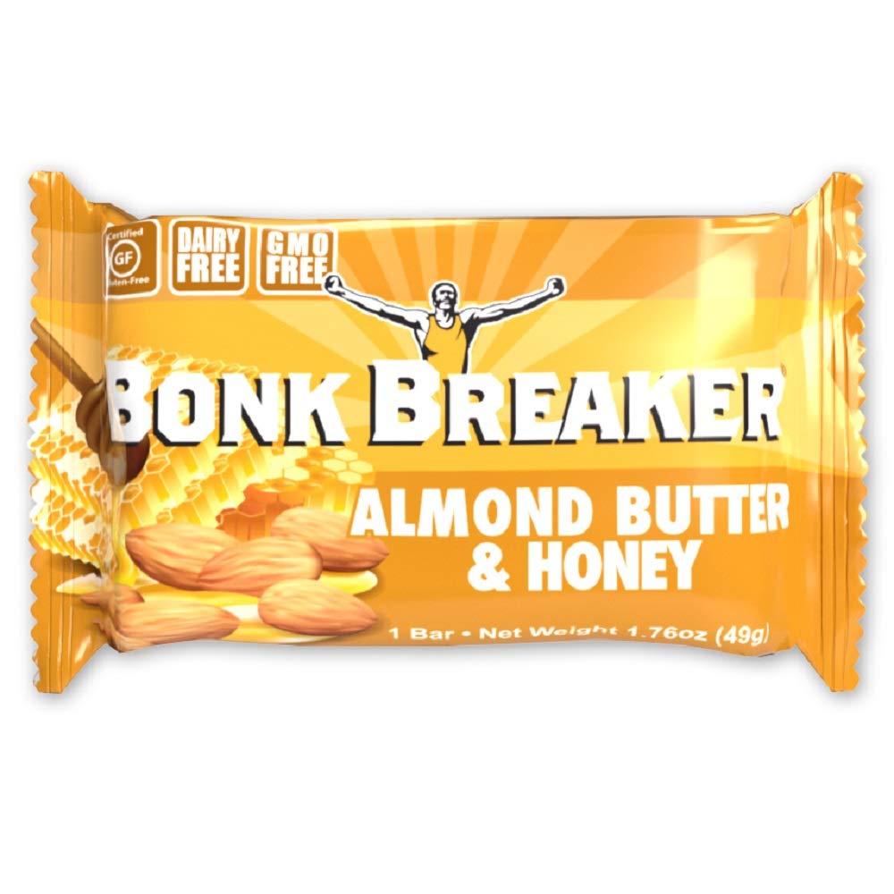 Bonk Breaker Energy Bar, Almond Butter & Honey, 2.2 Oz (12 Count), Gluten Free & Dairy Free