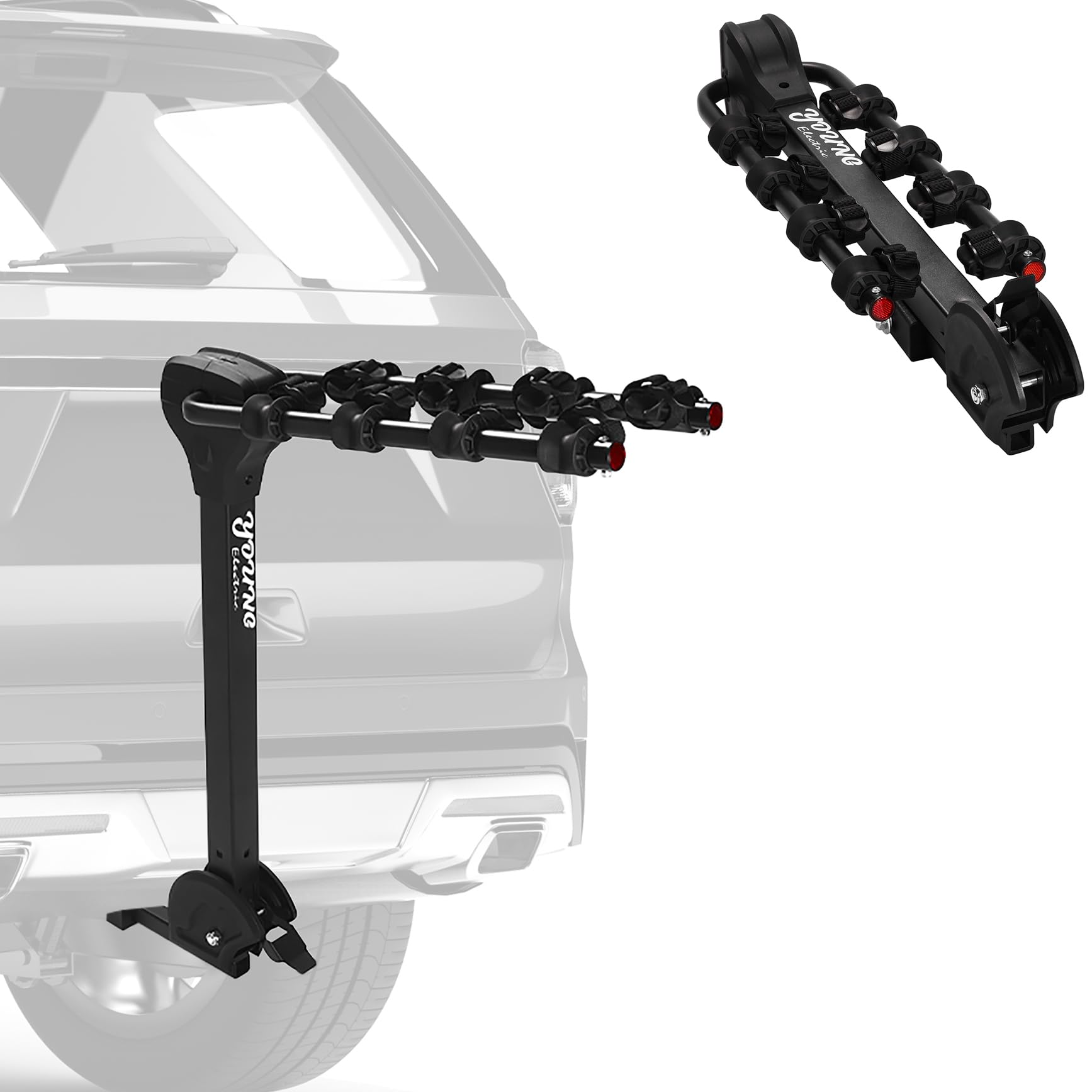 Young Electric Hitch Mounted 4-Bike Rack-Over Arm Style