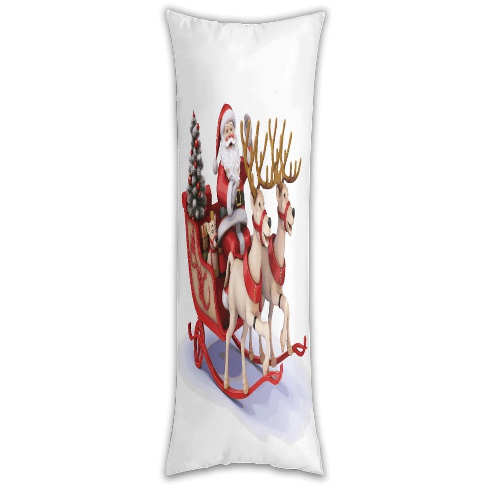 Santa Claus Reindeer Sled Long Pillow Case with Zipper Ultra Soft Microfiber Long Pillow Cover Breathable Body Pillow Protector Soft Wrinkle Pillowcase for Bed Sofa Bedroom 53 X 19 in