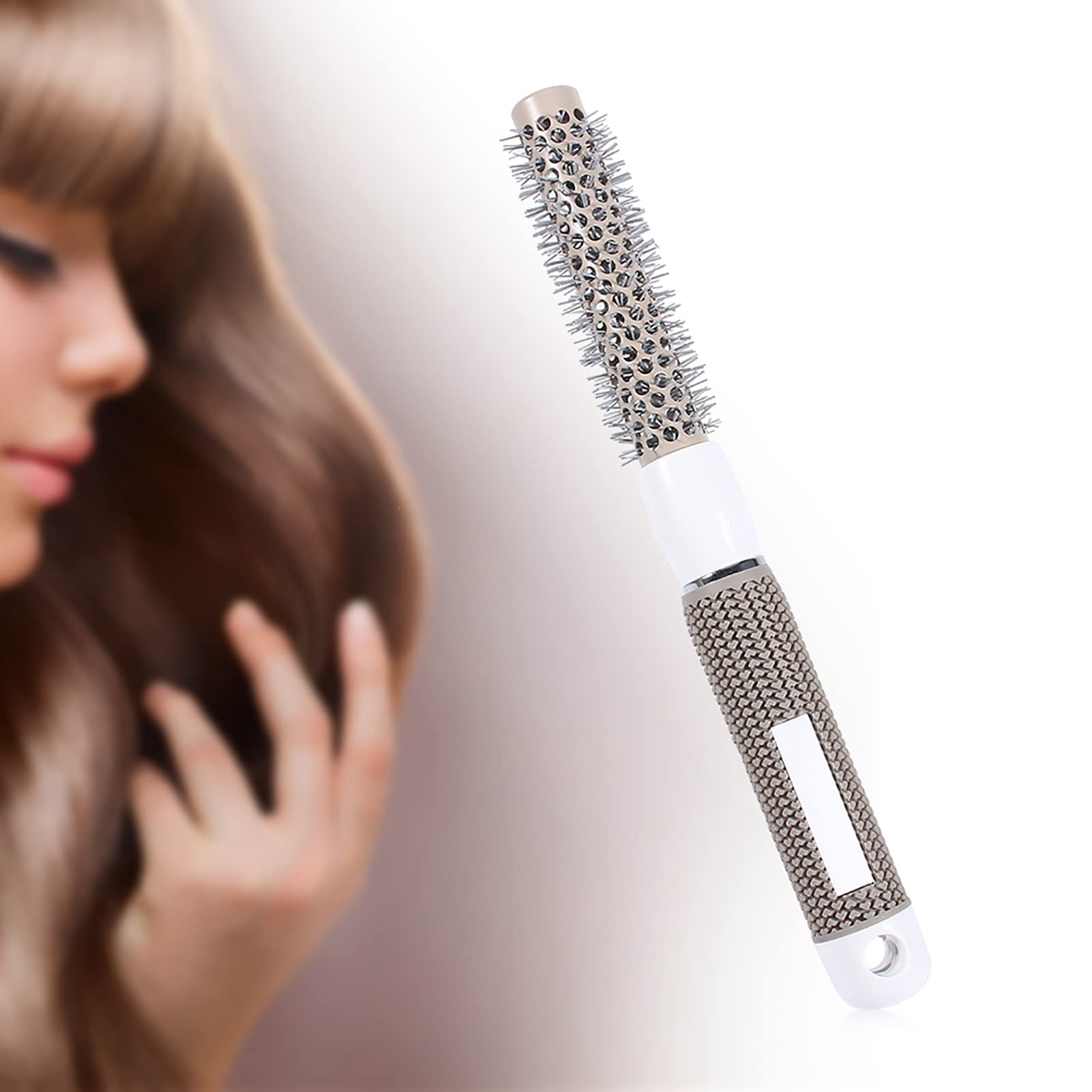 Round Brush for Blow Dry Styling Ceramic Coated Boar Bristle Salon Style Vent Comb for Drying Straightening, Curling 25#