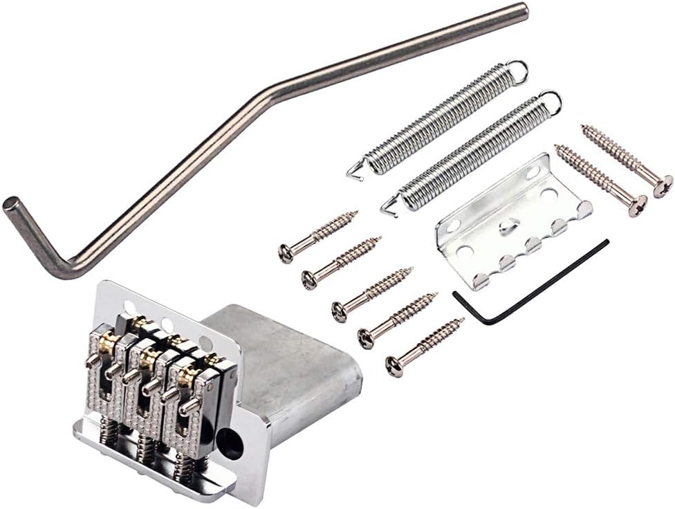 Alnicov 3 String Electric Guitar Tremolo Bridge，For Guitar Repair Tool parts Replacement，Chrome
