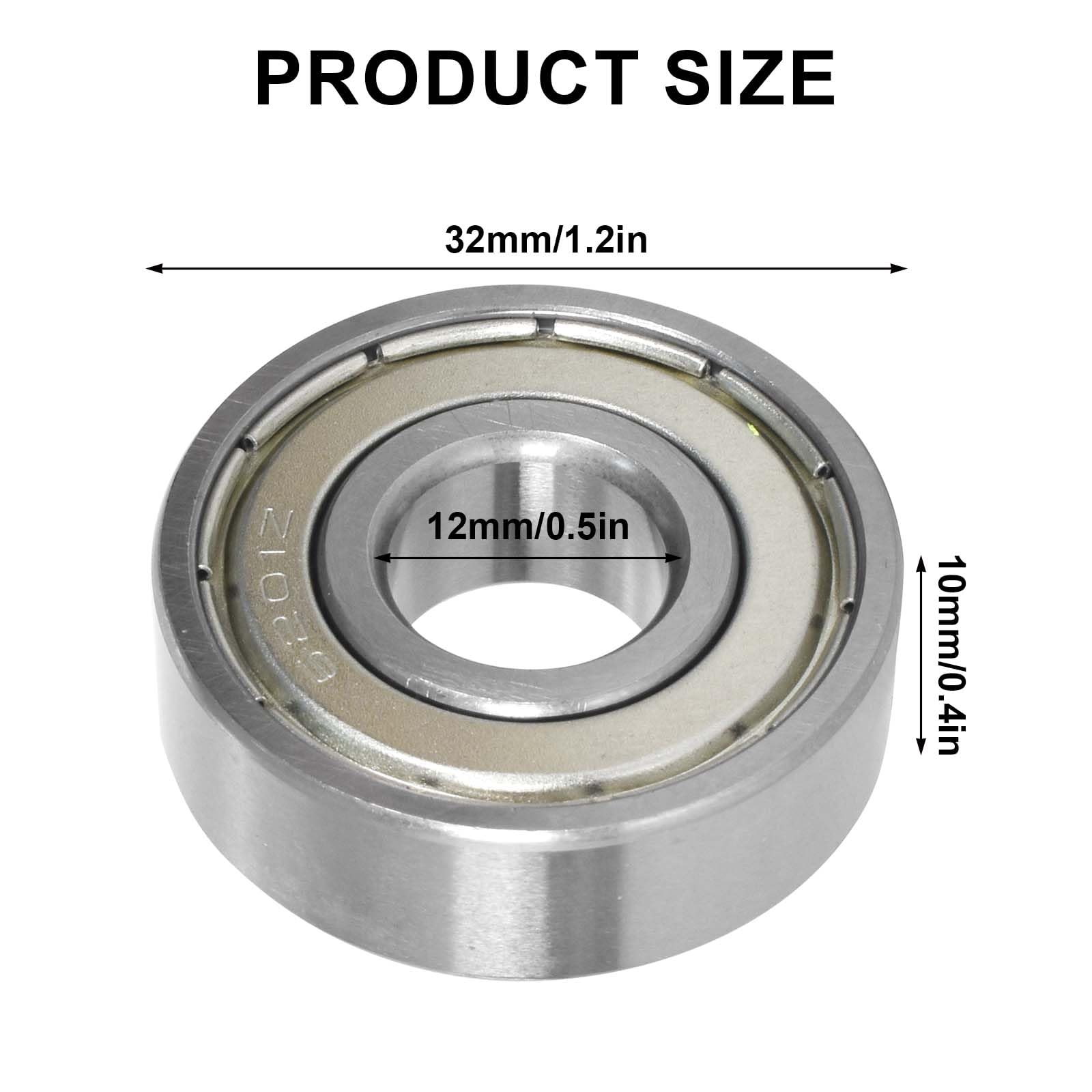 10 sztuk łożysk kulkowych 6201zz, łożysko kulkowe, metalowe mini łożyska, łyżworolki longboard rolki, miniaturowe łożyska kulkowe rowkowe (6201zz12 x 32 x 10 mm)