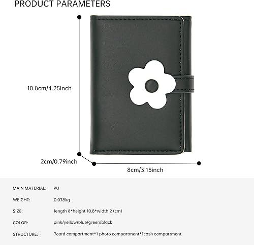 Miniatura 4 de LJCZKA Bonita cartera pequeña para niñas y mujeres, bloqueo RFID, piel sintética, tres plegadas, bolsillo para efectivo con tarjetero y billetera