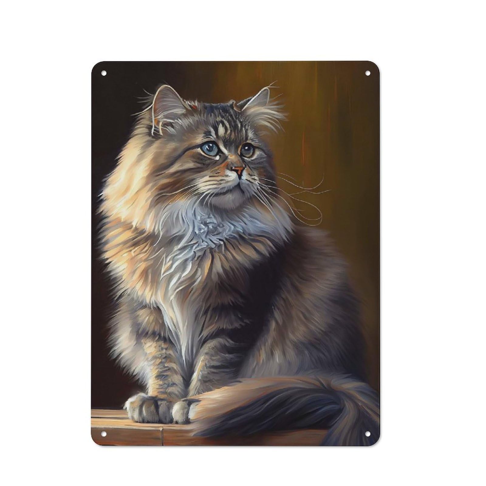 Junmoney Siberian Cat Oil Paint Kitchen Metal Sign With Design 40X30cm, Cosy Kitchen Wall Decor For Bakery, Diner, Cafe Or Family Room