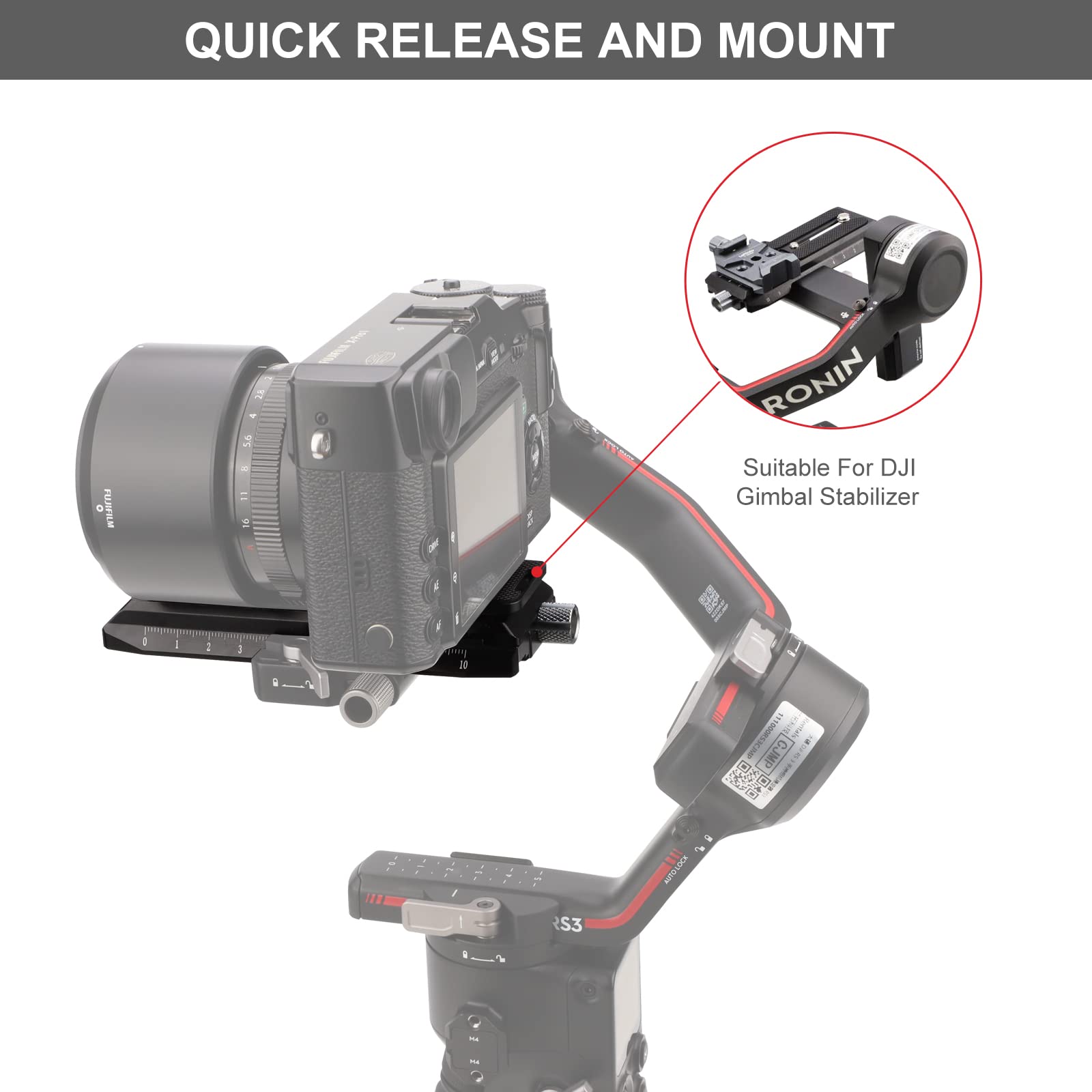 Piastra A Sgancio Rapido Per DJI Ronin RS3 - Compatibile Arca Swiss, Per Fotocamere E Videocamere