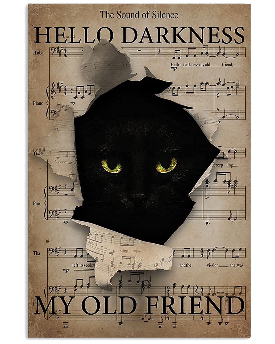 Hello Darkness My Old Friend Sign For Home Outside Farm Garden Coffee Wall Decor Funny Vintage Metal Sign Poster 8X12 Inches
