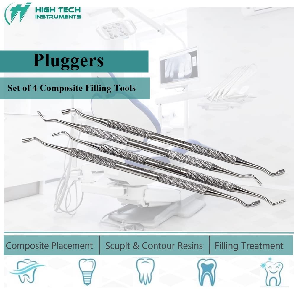 5-Piece Dental Amalgam Plugger Set - Smooth & Serrated Stainless Steel Instruments 7 thumbnail image
