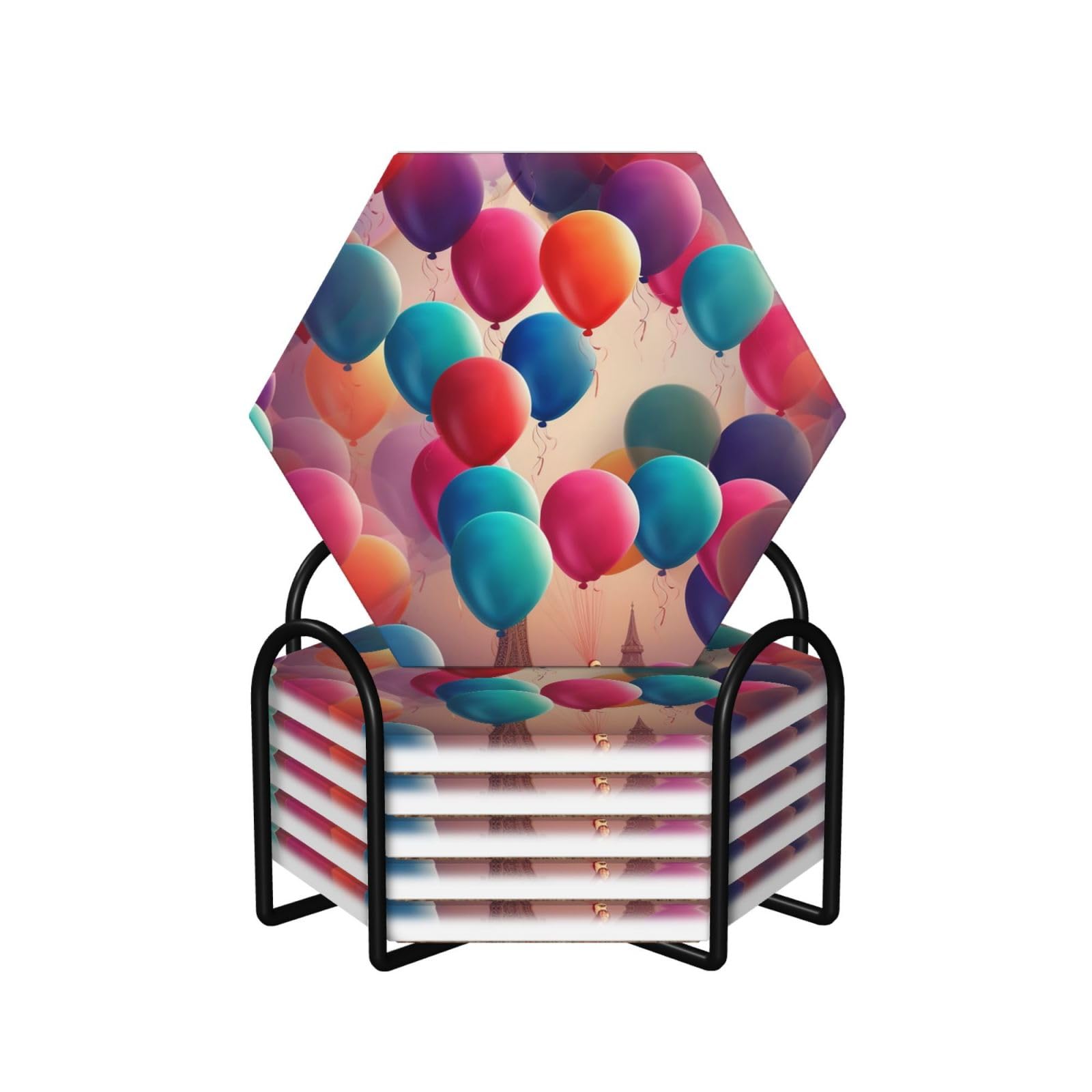 Dessous de verre absorbant en céramique lot de 6 avec support pour décoration