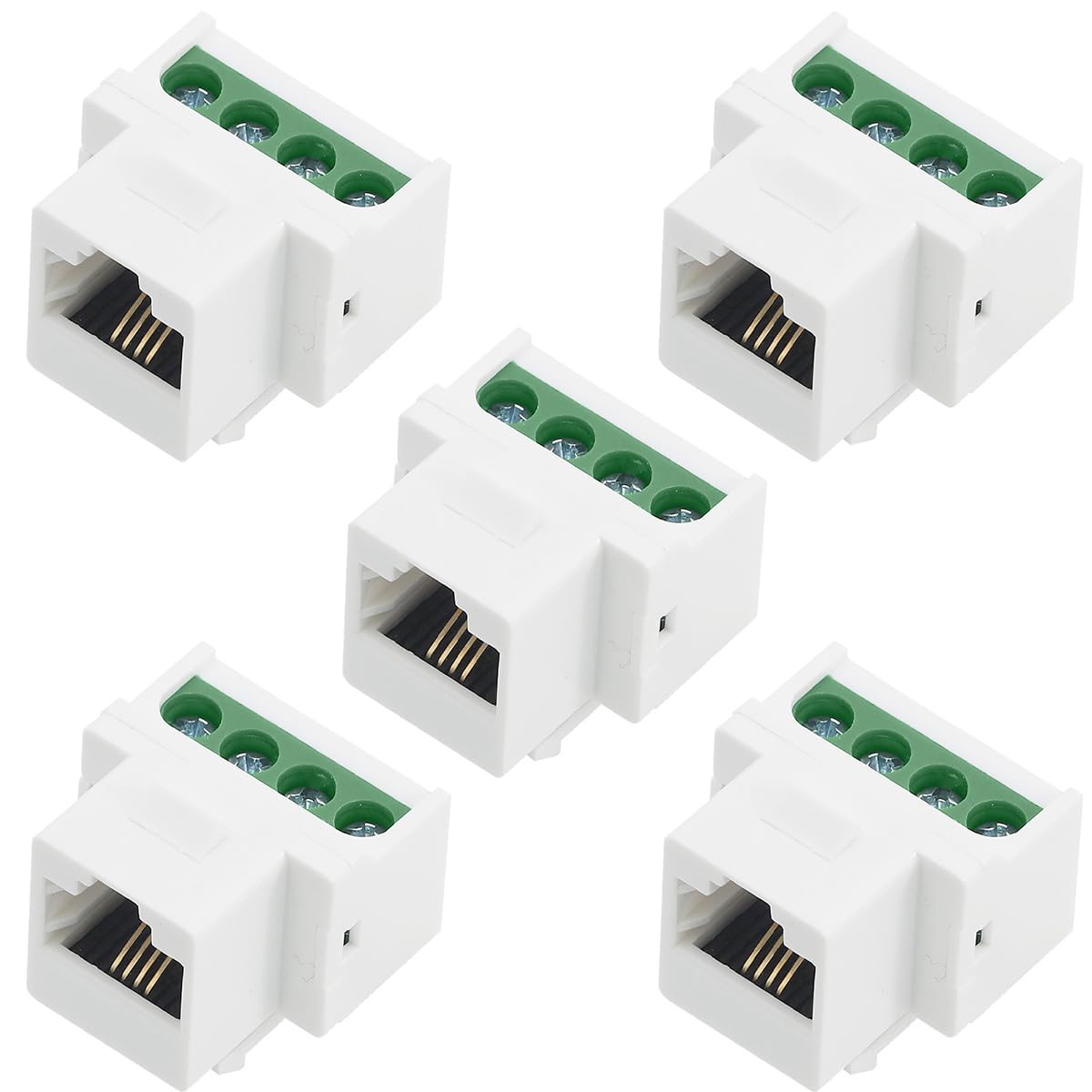 Jienk 5PCS RJ11 6P4C CAT3 Telephone Keystone Jack with 4Pin Screw Terminal Breakout Board, RJ11 Female Jack to 4Pin Screw Connector for Telephone