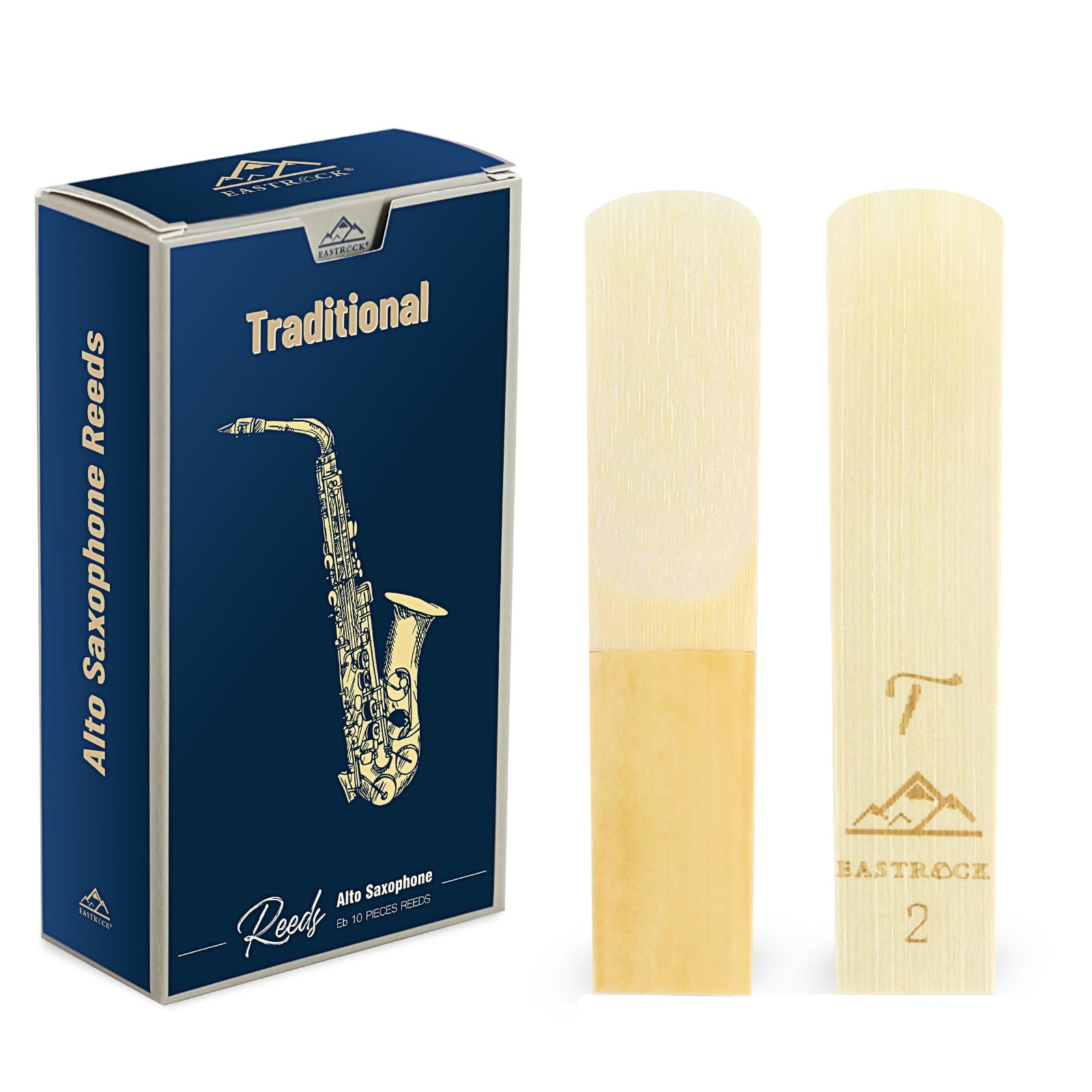 EASTROCK Anches de saxophone alto traditionnel 2.0/2.5/3.0 professionnelles pour saxophone alto débutant et saxophoniste Force 2.0 à 10